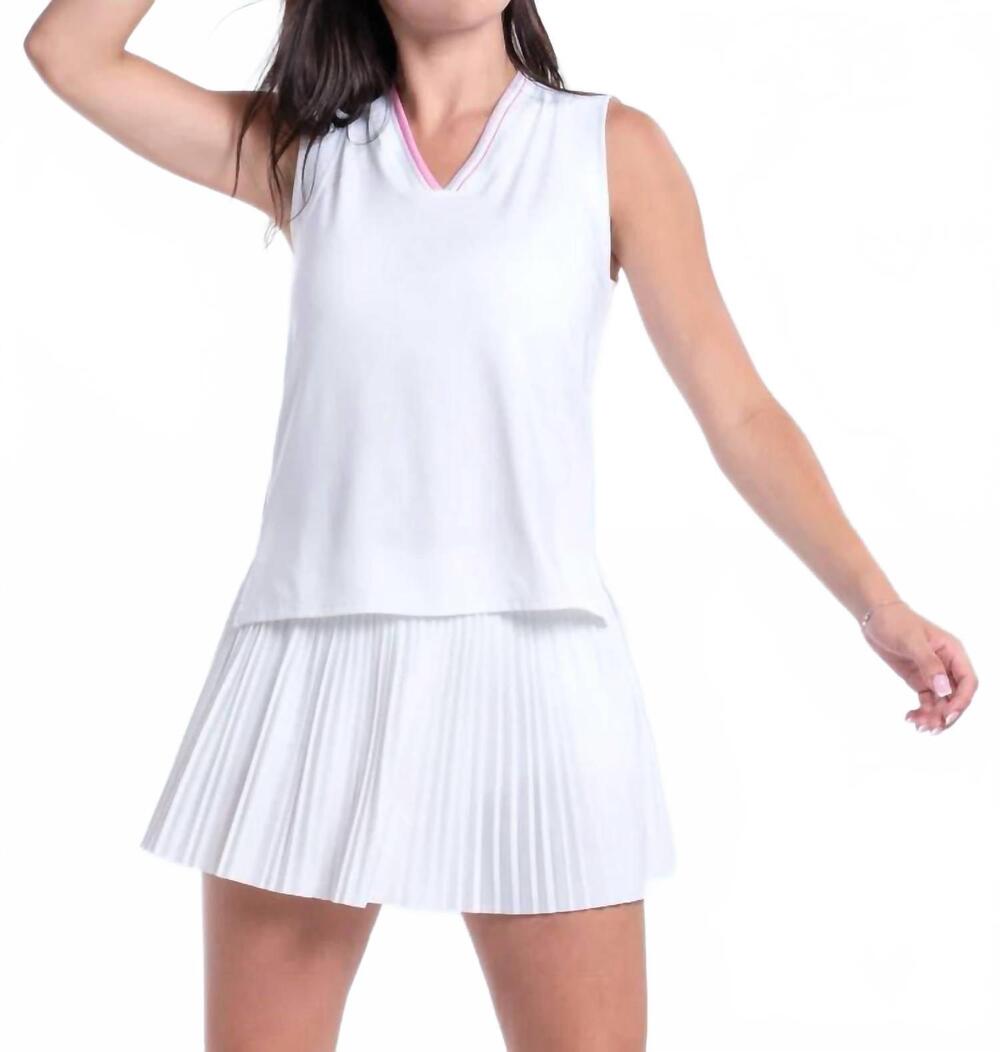 NEW LUCKY IN LOVE wave it to me v neck tank top in white